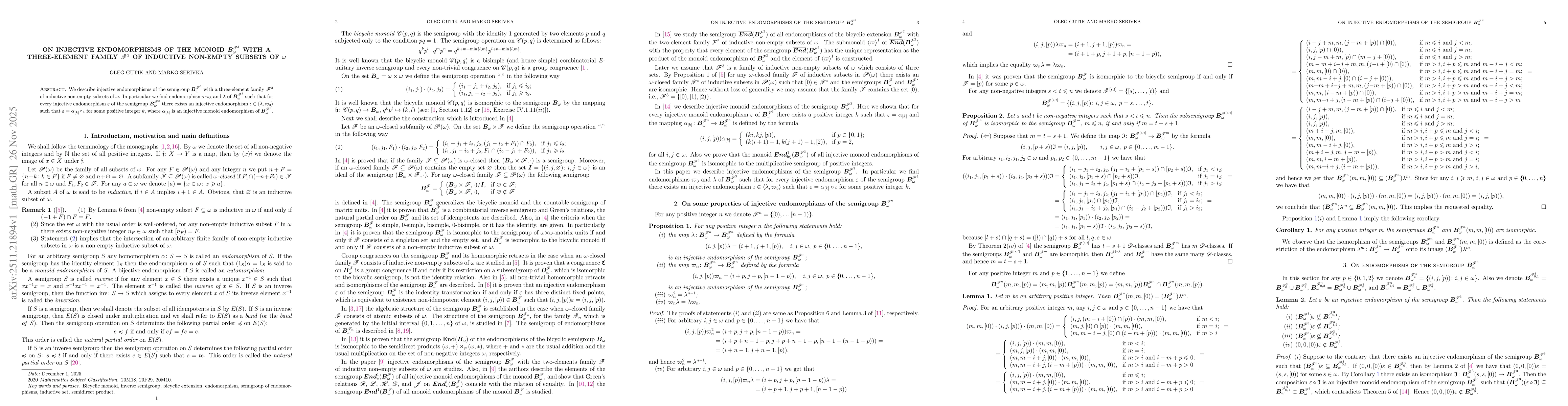Thumbnail for On injective endomorphisms of the monoid $\boldsymbol{B}_ω^{\mathscr{F}^3}$ with a three-element family $\mathscr{F}^3$ of inductive non-empty subsets of $ω$