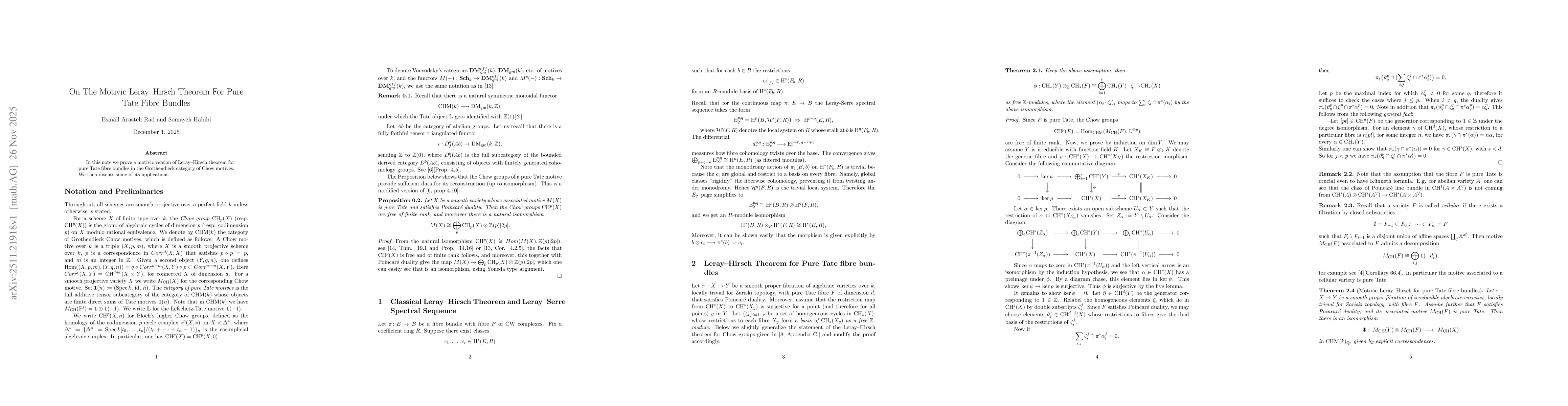 Thumbnail for On The Motivic Leray-Hirsch Theorem For Pure Tate Fibre Bundles