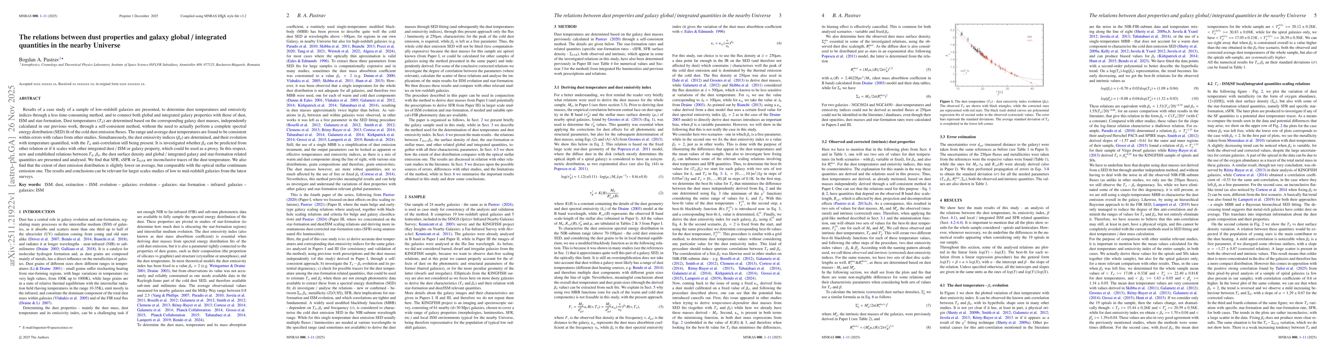 Thumbnail for The relations between dust properties and galaxy global / integrated quantities in the nearby Universe