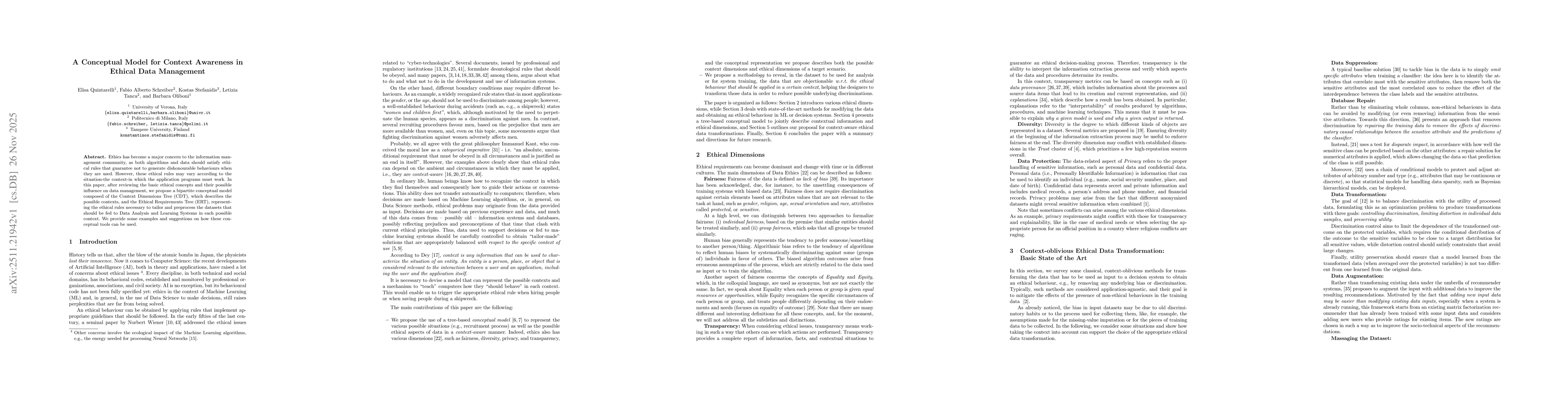 Thumbnail for A Conceptual Model for Context Awareness in Ethical Data Management
