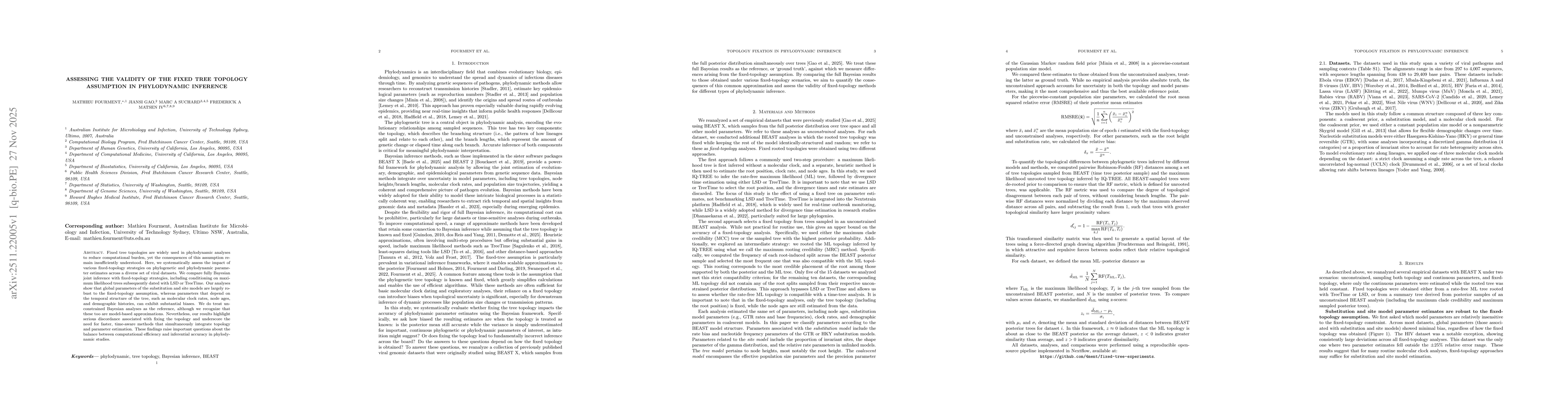 Thumbnail for Assessing the Validity of the Fixed Tree Topology Assumption in Phylodynamic Inference