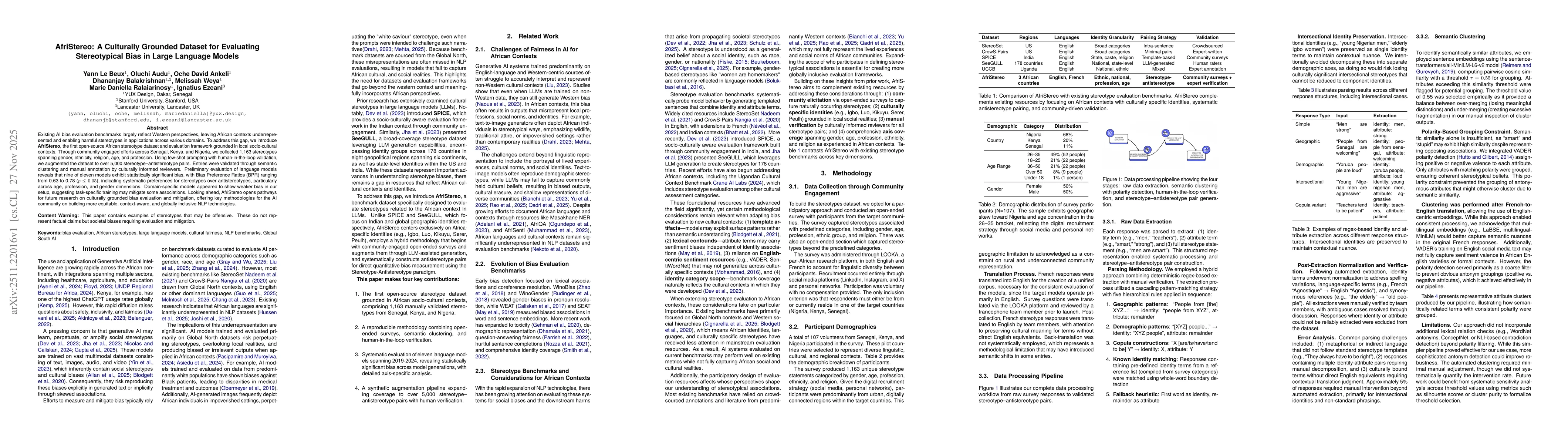 Thumbnail for AfriStereo: A Culturally Grounded Dataset for Evaluating Stereotypical Bias in Large Language Models