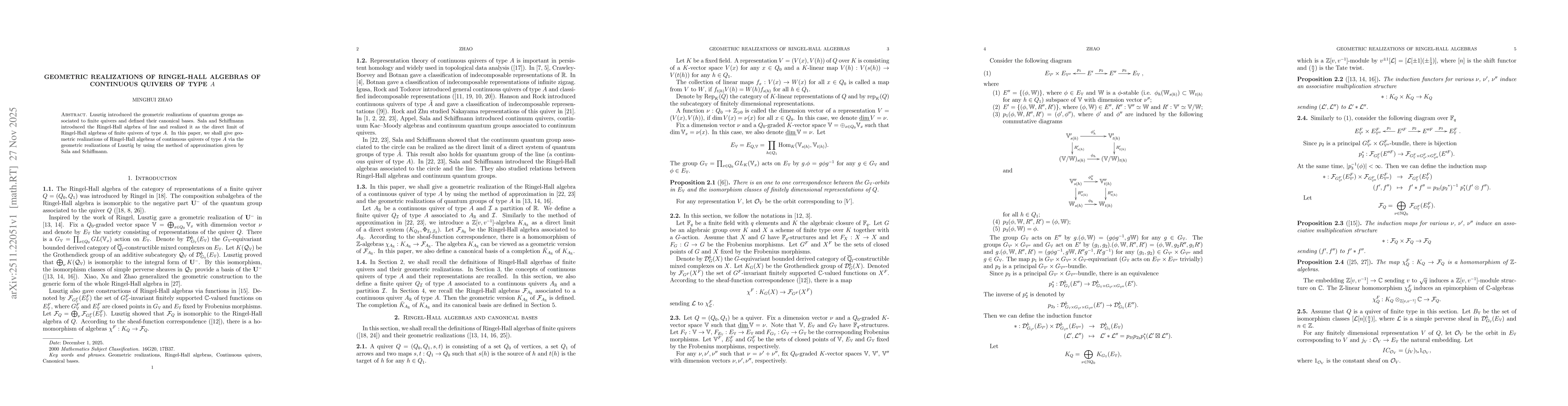 Thumbnail for Geometric realizations of Ringel-Hall algebras of continuous quivers of type $A$