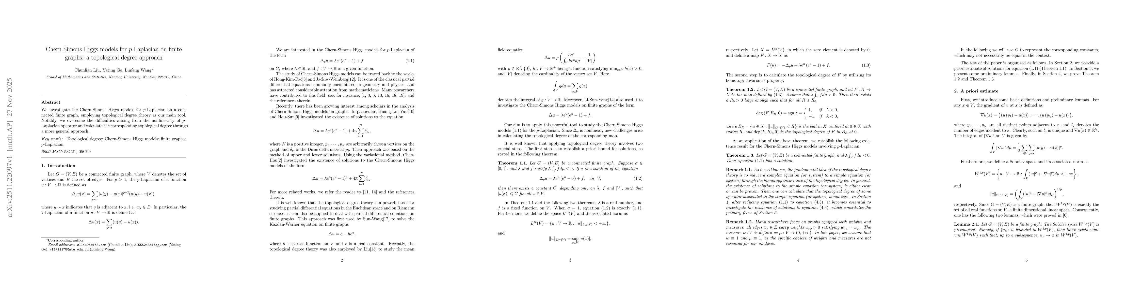 Thumbnail for Chern-Simons Higgs models for p-Laplacian on finite graphs: a topological degree approach