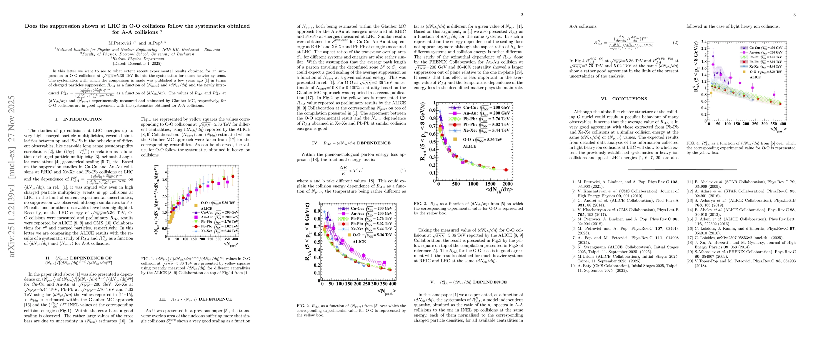 Thumbnail for Does the suppression shown at LHC in O-O collisions follow the systematics obtained for A-A collisions ?