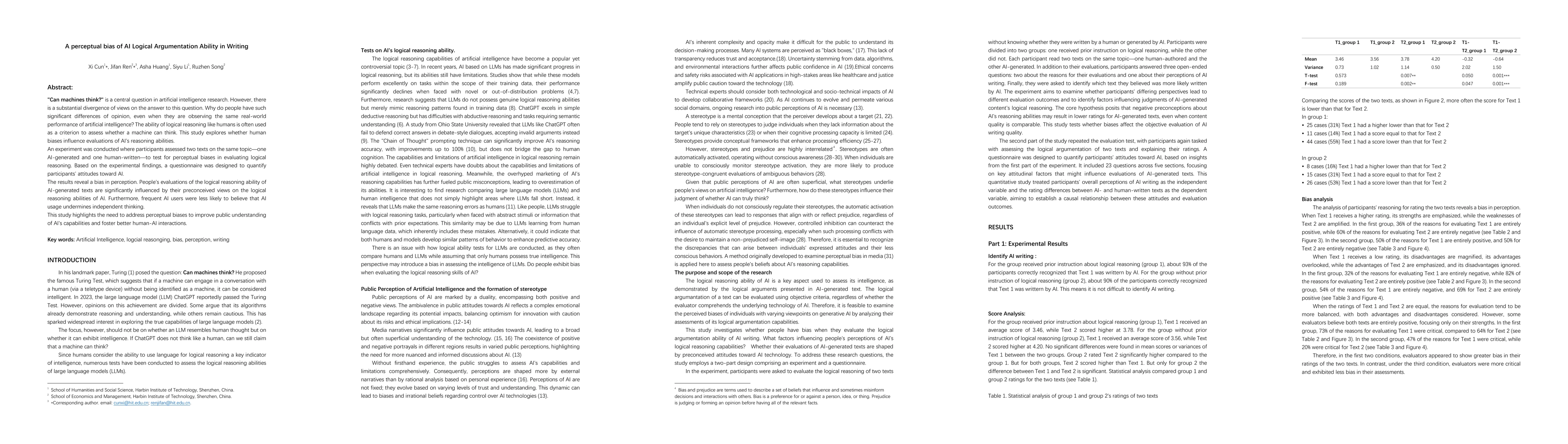 Thumbnail for A perceptual bias of AI Logical Argumentation Ability in Writing
