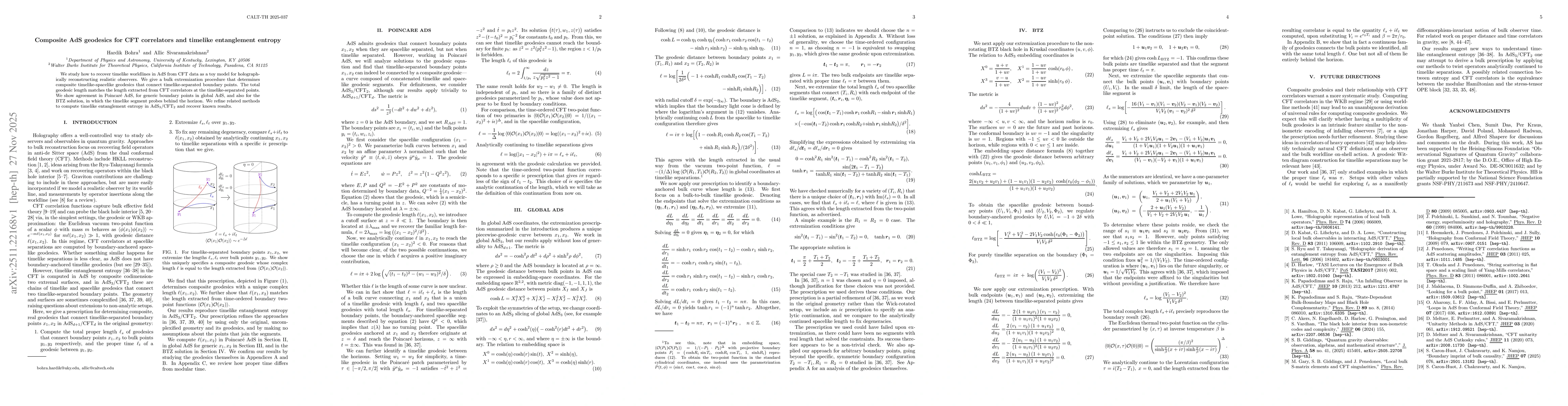 Thumbnail for Composite AdS geodesics for CFT correlators and timelike entanglement entropy