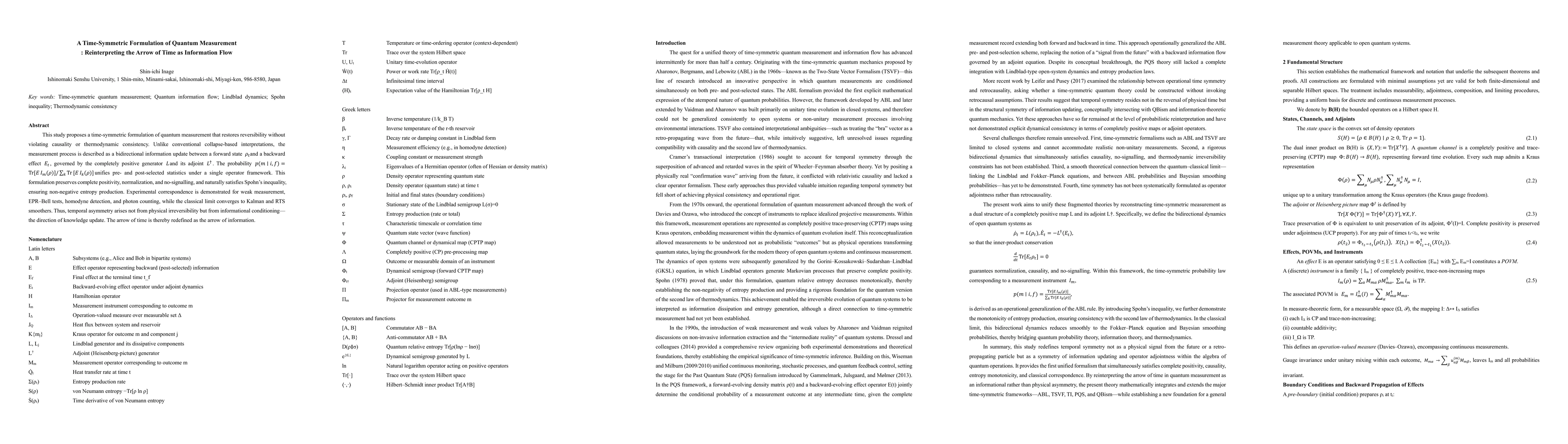 Thumbnail for A Time-Symmetric Formulation of Quantum Measurement: Reinterpreting the Arrow of Time as Information Flow