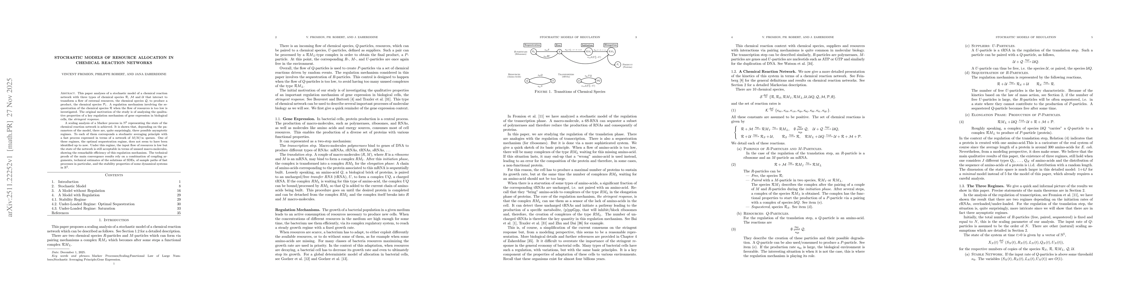 Thumbnail for Stochastic Models of Resource Allocation in Chemical Reaction Networks