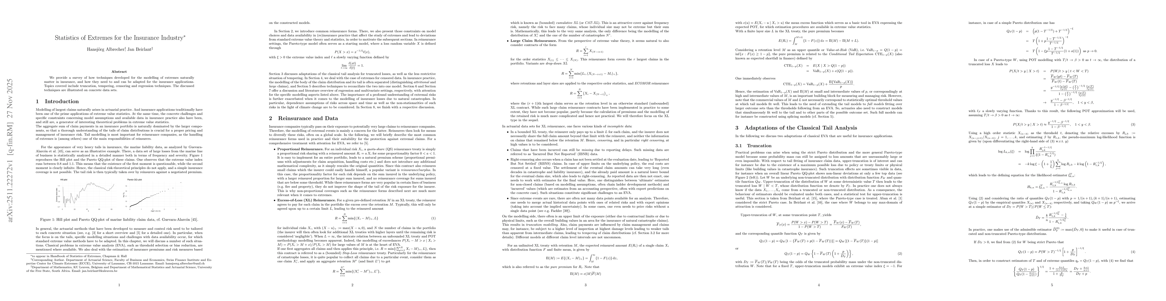 Thumbnail for Statistics of Extremes for the Insurance Industry