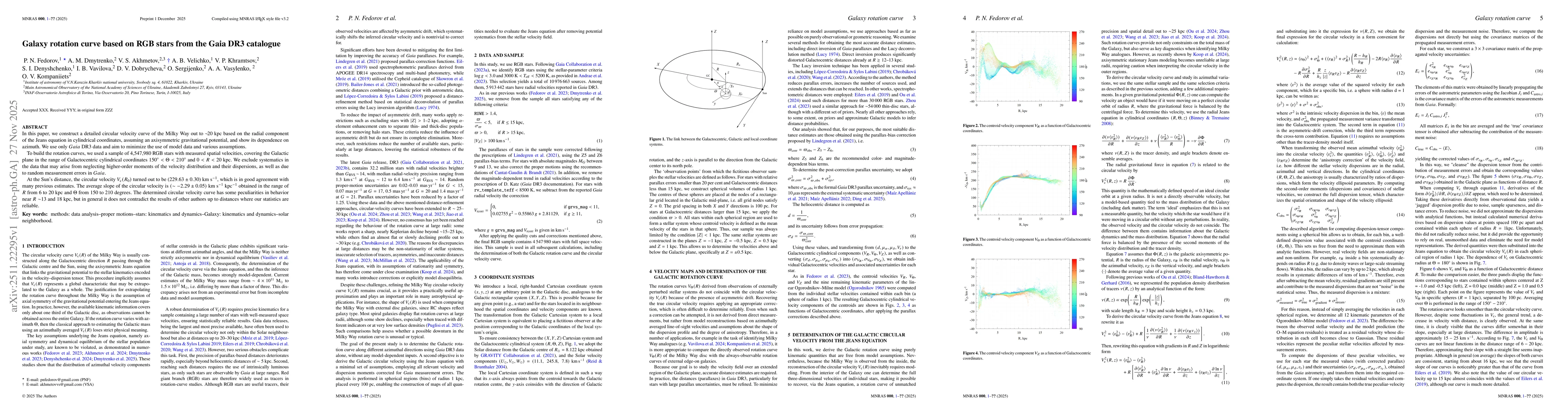 Thumbnail for Galaxy rotation curve based on RGB stars from the Gaia DR3 catalogue