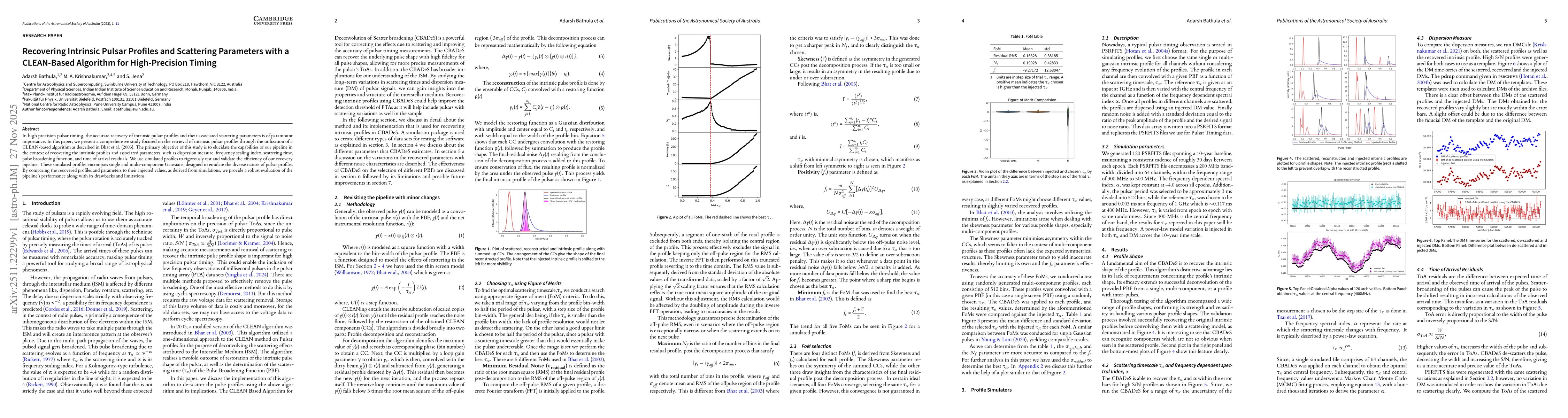 Thumbnail for Recovering Intrinsic Pulsar Profiles and Scattering Parameters with a CLEAN-Based Algorithm for High-Precision Timing