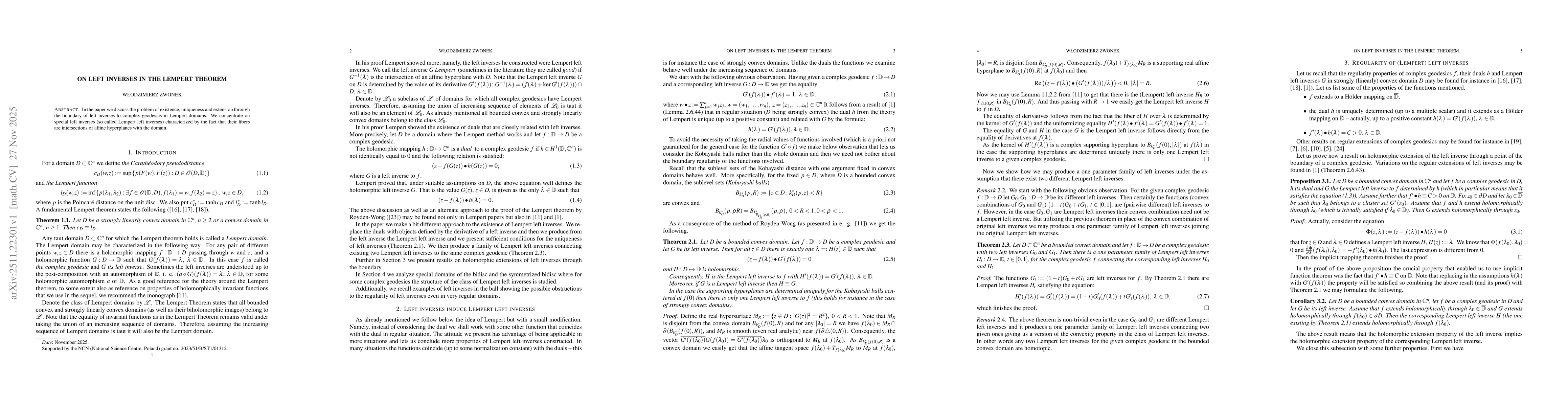 Thumbnail for On left inverses in the Lempert theorem