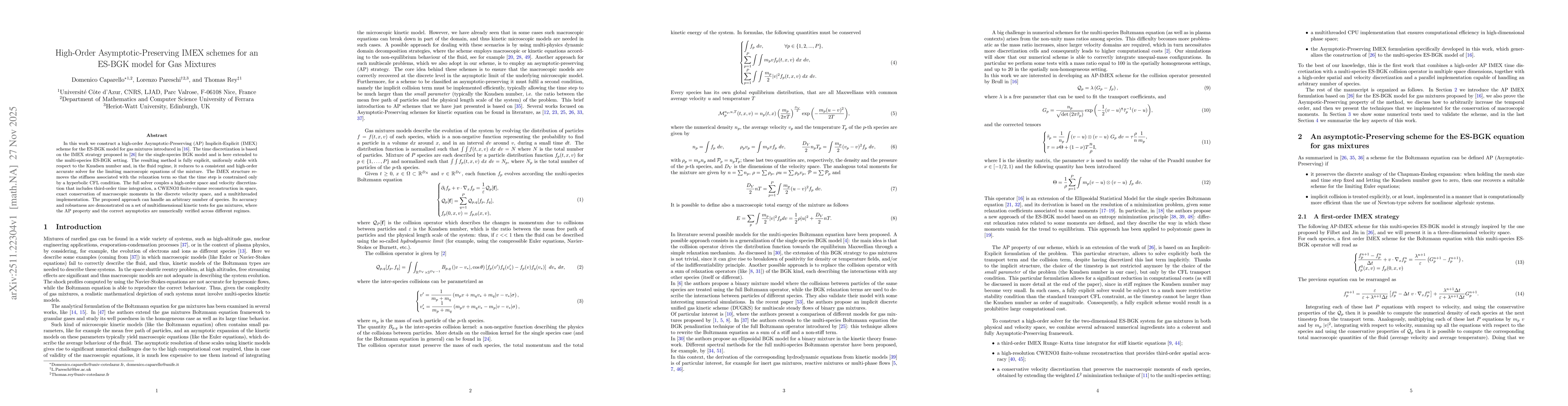 Thumbnail for High-Order Asymptotic-Preserving IMEX schemes for an ES-BGK model for Gas Mixtures