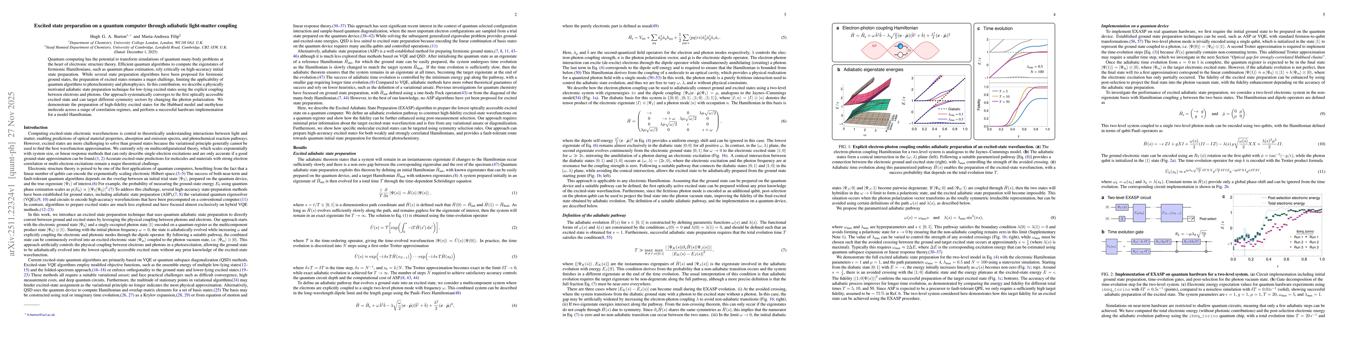 Thumbnail for Excited state preparation on a quantum computer through adiabatic light-matter coupling