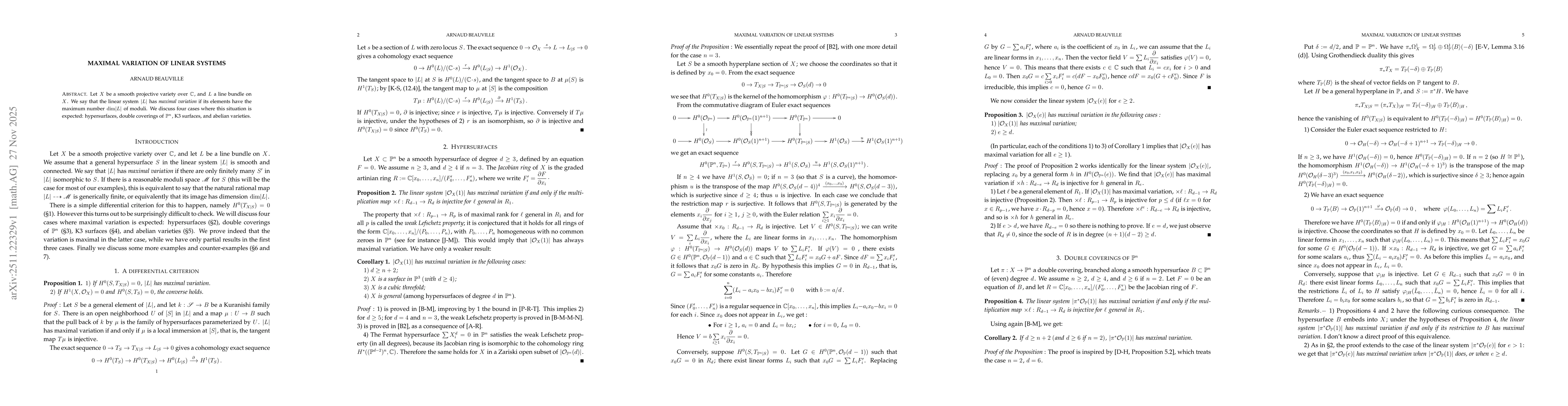 Thumbnail for Maximal variation of linear systems