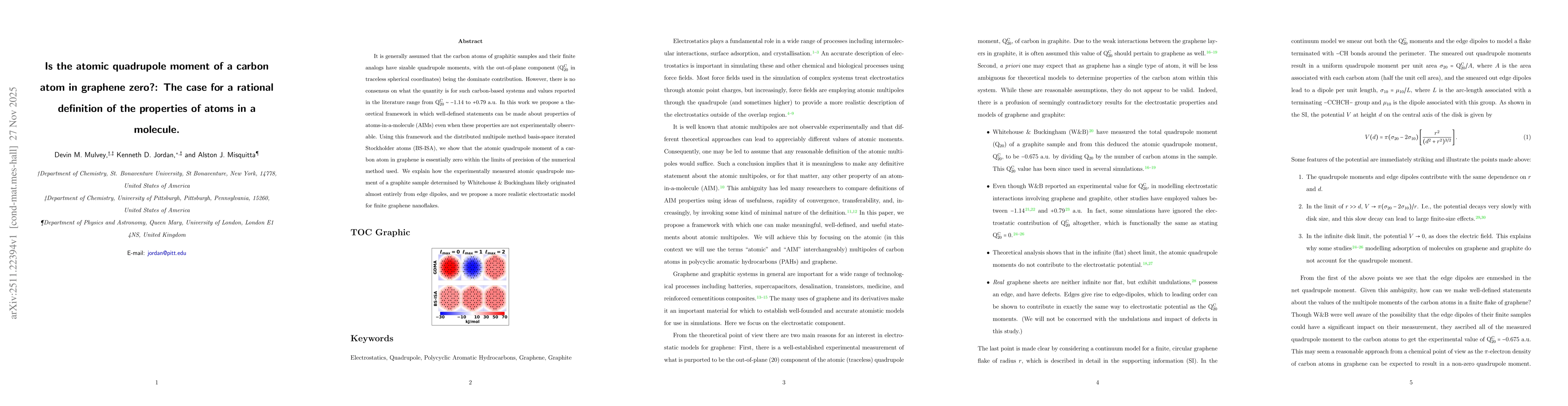 Thumbnail for Is the atomic quadrupole moment of a carbon atom in graphene zero?: The case for a rational definition of the properties of atoms in a molecule