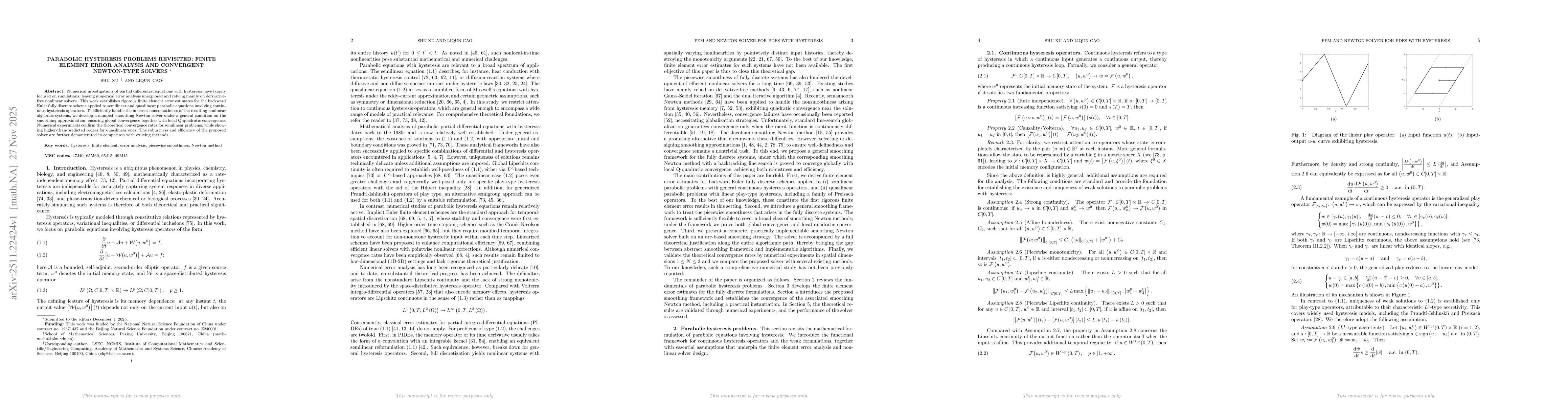Thumbnail for Parabolic hysteresis problems revisited: Finite element error analysis and convergent Newton-type solvers