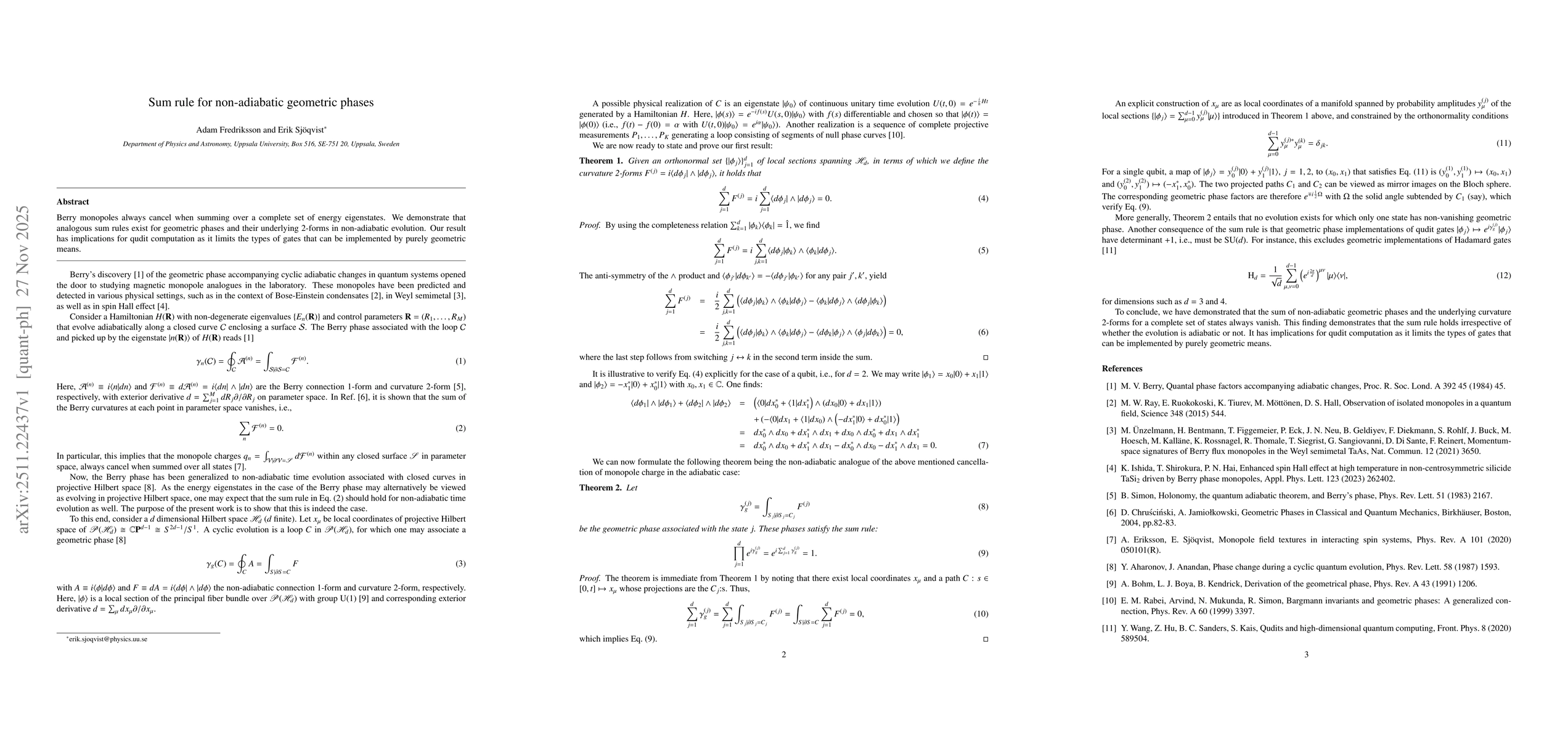 Thumbnail for Sum rule for non-adiabatic geometric phases