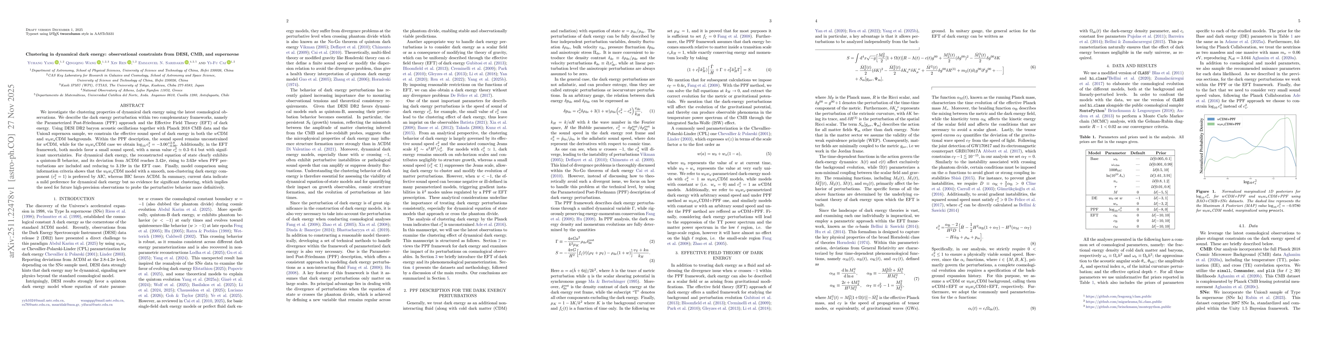 Thumbnail for Clustering in dynamical dark energy: observational constraints from DESI, CMB, and supernovae