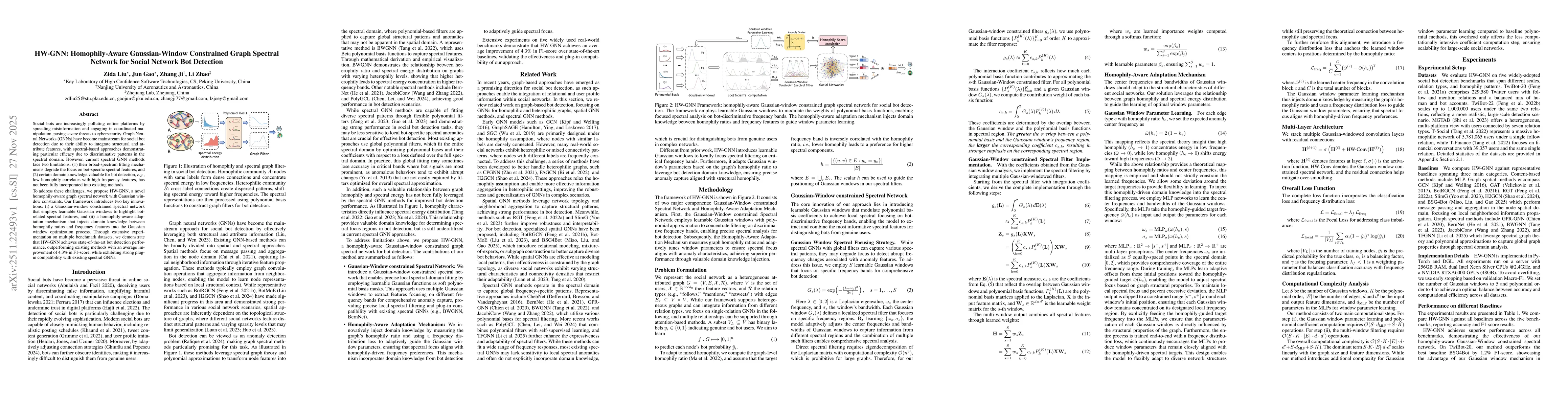 Thumbnail for HW-GNN: Homophily-Aware Gaussian-Window Constrained Graph Spectral Network for Social Network Bot Detection