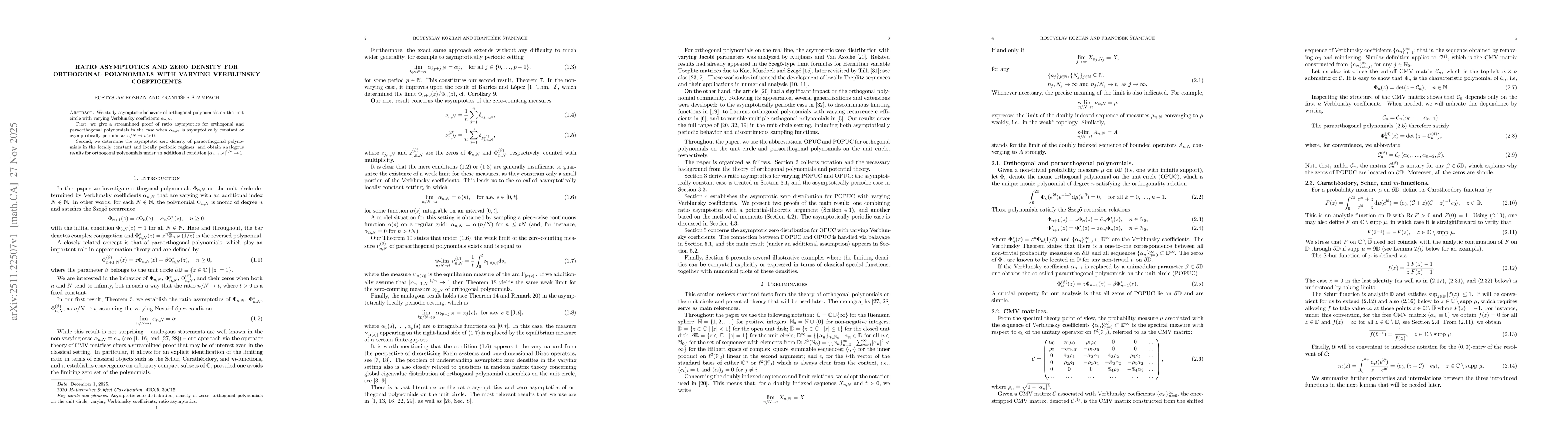 Thumbnail for Ratio asymptotics and zero density for orthogonal polynomials with varying Verblunsky coefficients