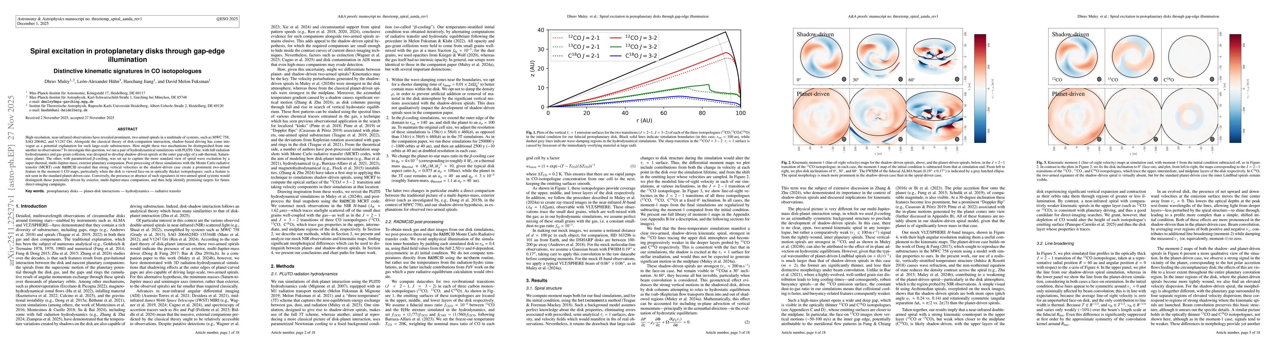 Thumbnail for Spiral excitation in protoplanetary disks through gap-edge illumination: Distinctive kinematic signatures in CO isotopologues