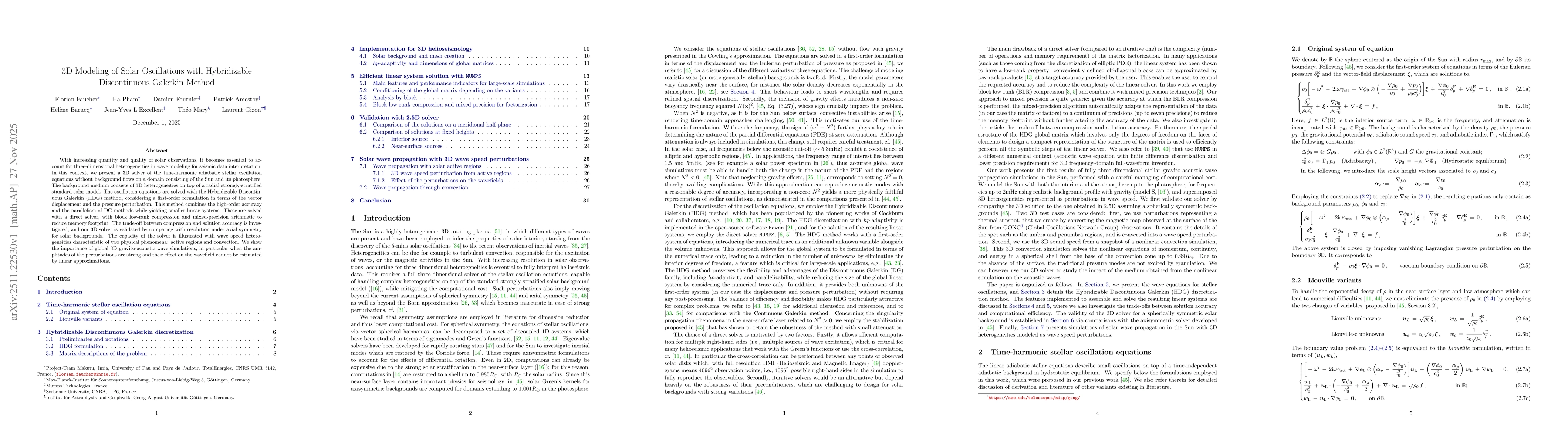 Thumbnail for 3D Modeling of Solar Oscillations with Hybridizable Discontinuous Galerkin Method