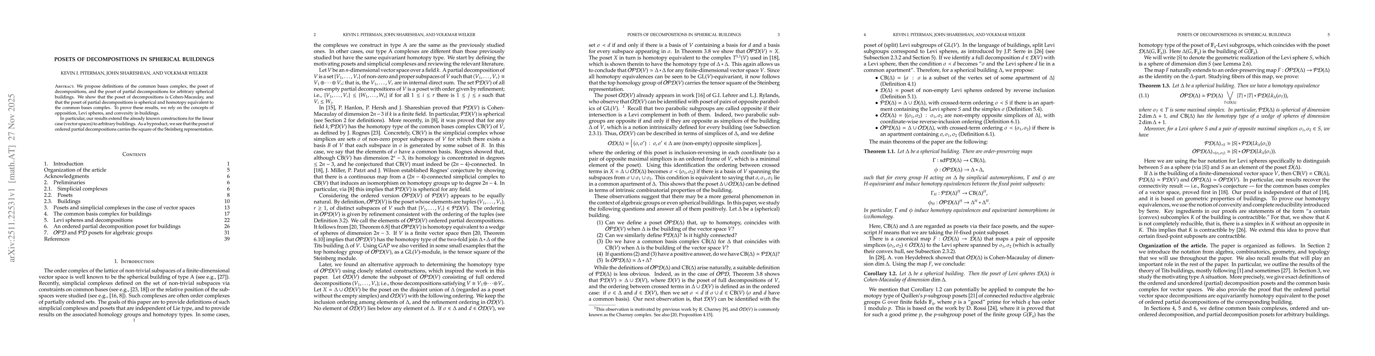 Thumbnail for Posets of decompositions in spherical buildings
