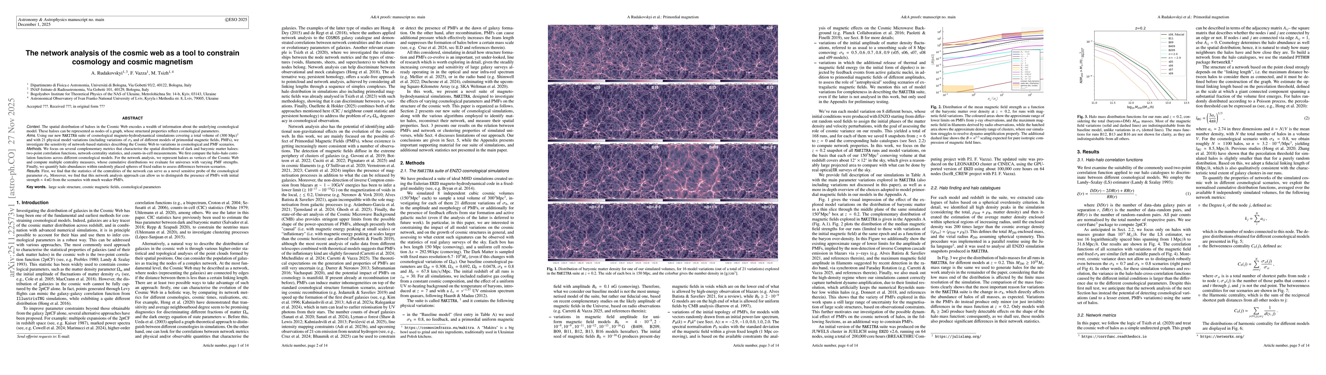 Thumbnail for The network analysis of the cosmic web as a tool to constrain cosmology and cosmic magnetism