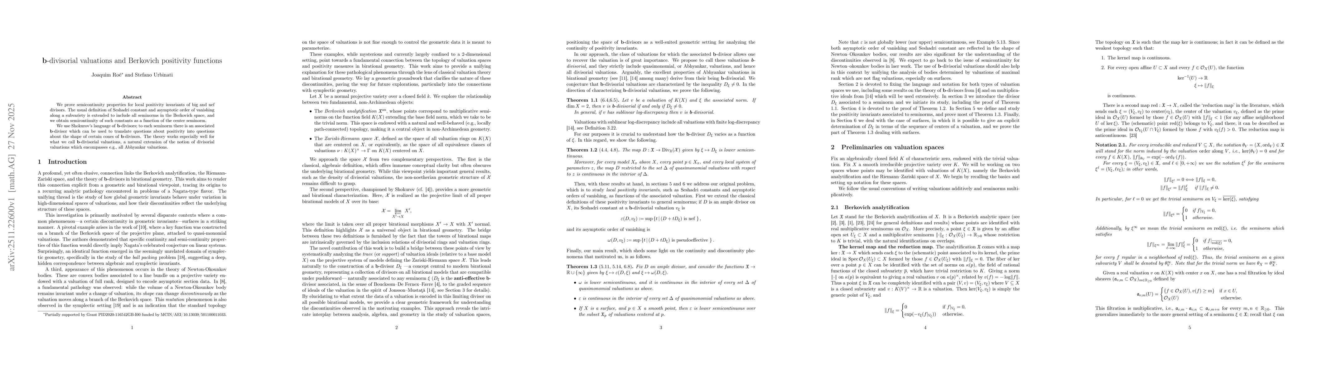 Thumbnail for b-divisorial valuations and Berkovich positivity functions
