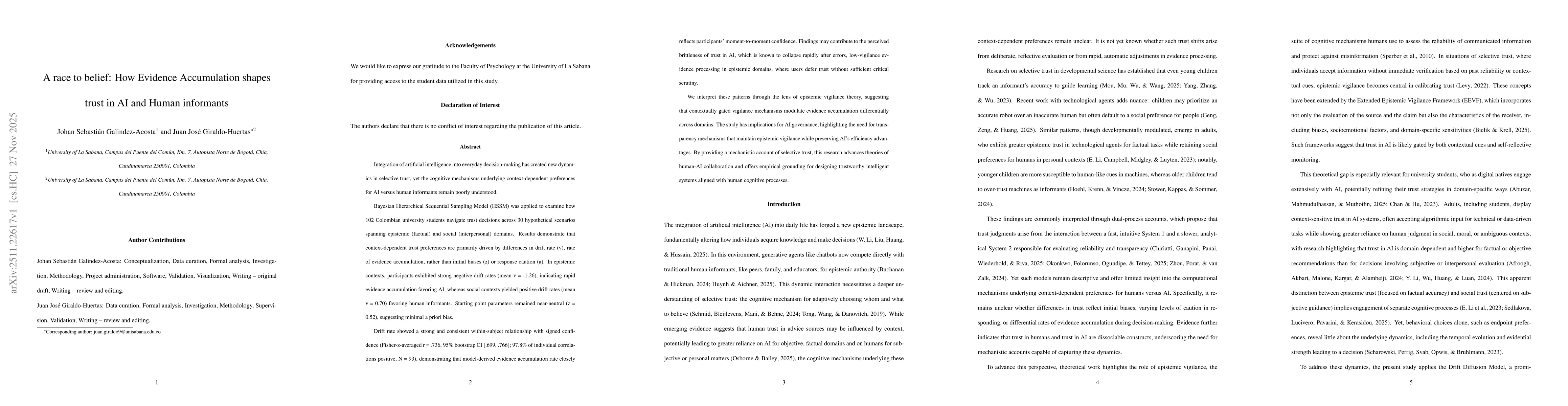 Thumbnail for A race to belief: How Evidence Accumulation shapes trust in AI and Human informants