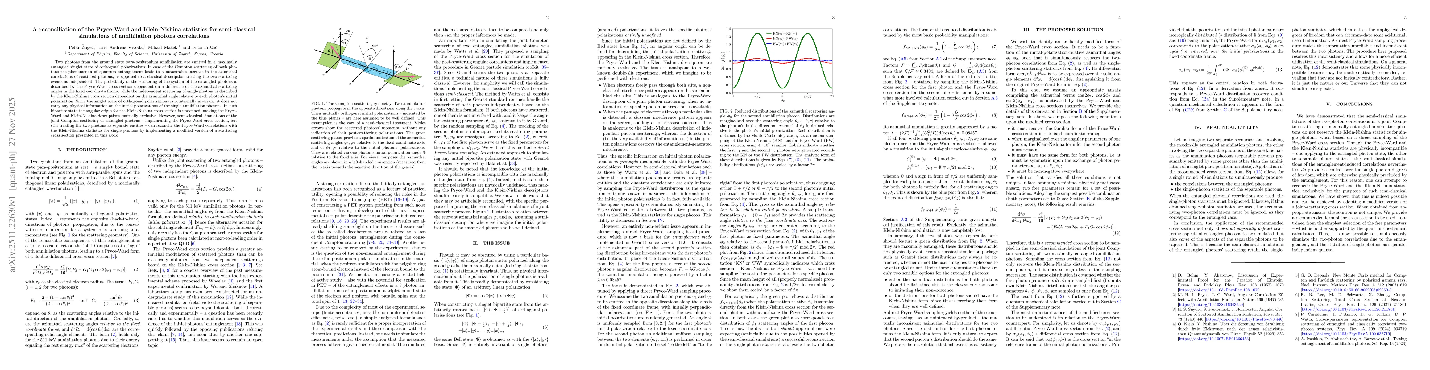 Thumbnail for A reconciliation of the Pryce-Ward and Klein-Nishina statistics for semi-classical simulations of annihilation photons correlations