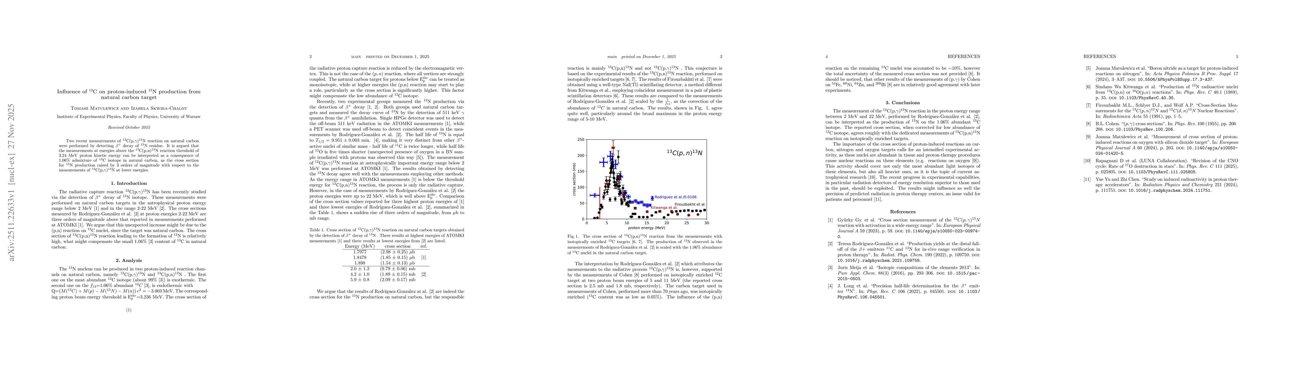 Thumbnail for Influence of $^{13}$C on proton-induced $^{13}$N production from natural carbon target