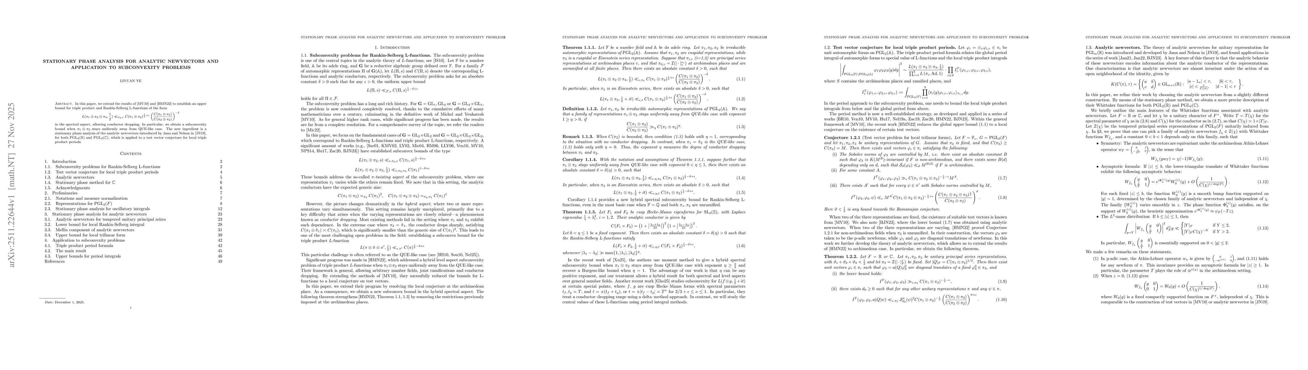 Thumbnail for Stationary phase analysis for analytic newvectors and application to subconvexity problems