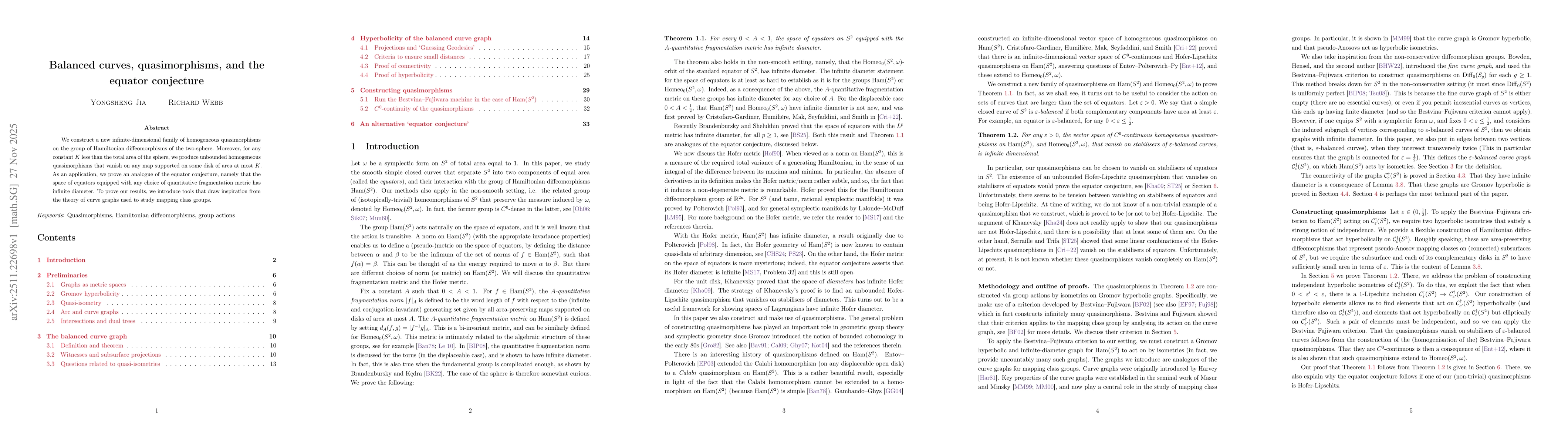 Thumbnail for Balanced curves, quasimorphisms, and the equator conjecture