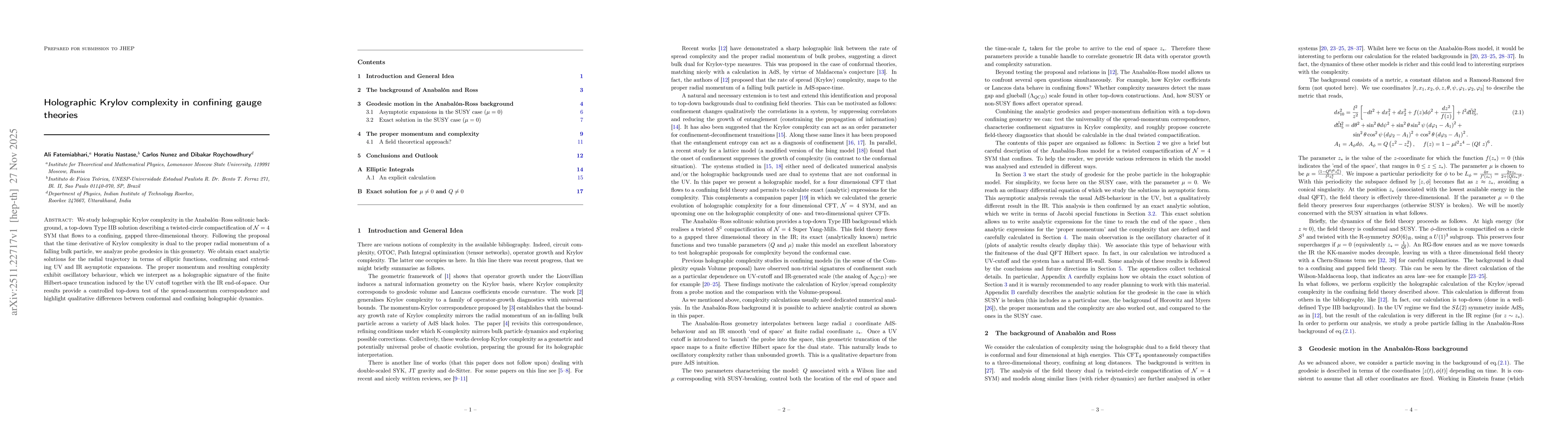 Thumbnail for Holographic Krylov complexity in confining gauge theories