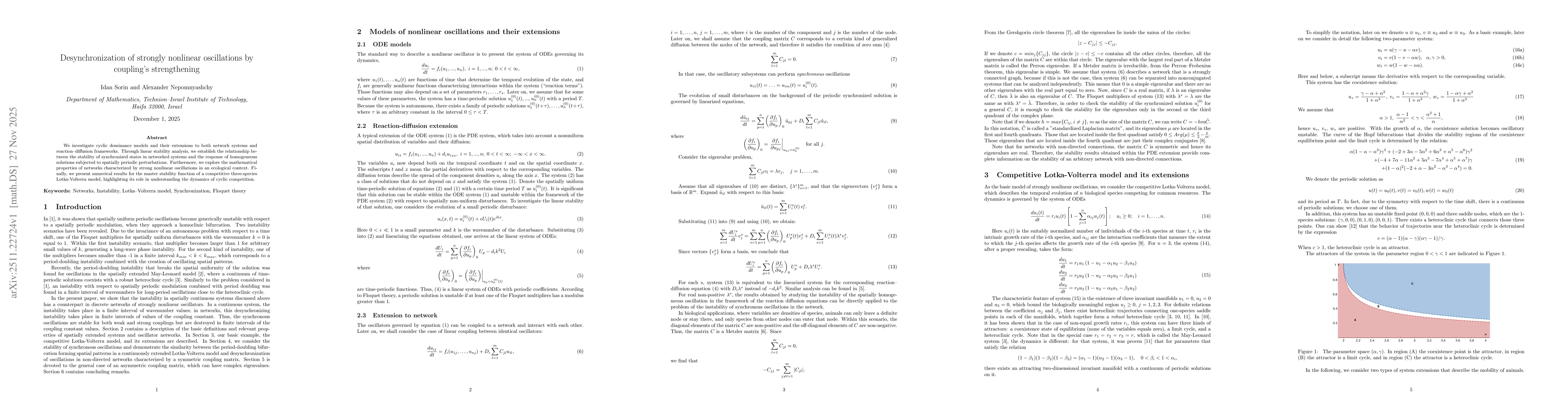 Thumbnail for Desynchronization of strongly nonlinear oscillations by coupling strengthening