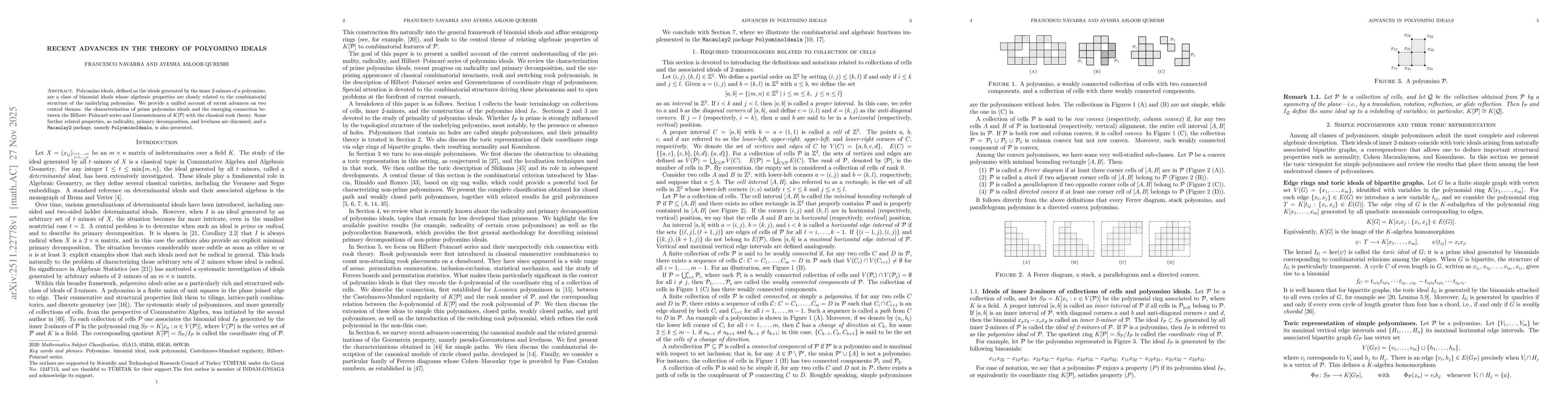 Thumbnail for Recent Advances in the Theory of Polyomino Ideals