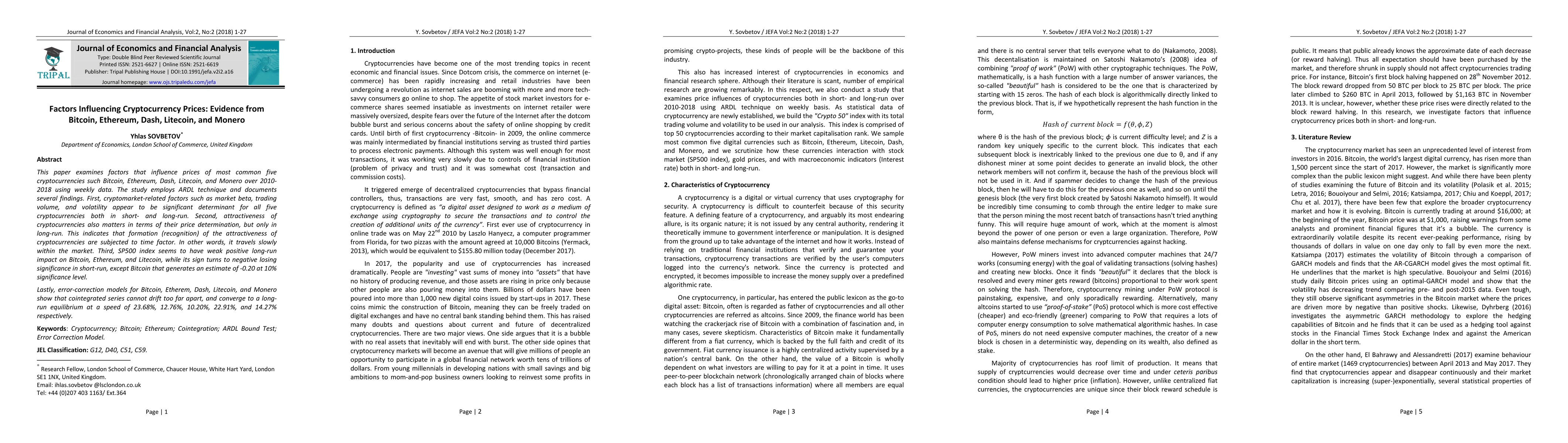 Thumbnail for Factors Influencing Cryptocurrency Prices: Evidence from Bitcoin, Ethereum, Dash, Litecoin, and Monero