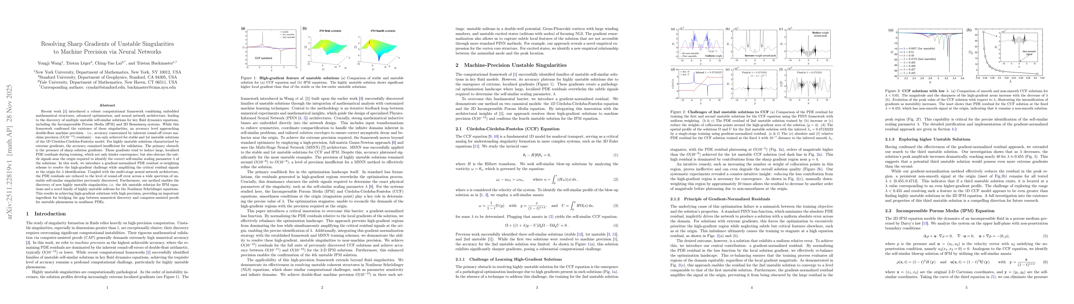 Thumbnail for Resolving Sharp Gradients of Unstable Singularities to Machine Precision via Neural Networks