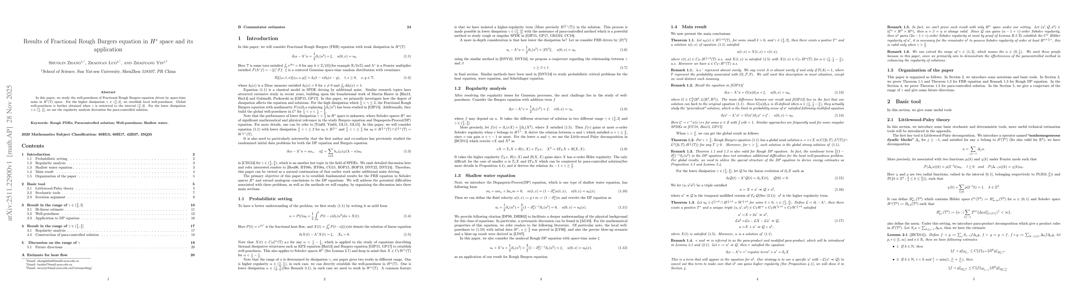 Thumbnail for Results of Fractional Rough Burgers equation in $H^s$ space and its application