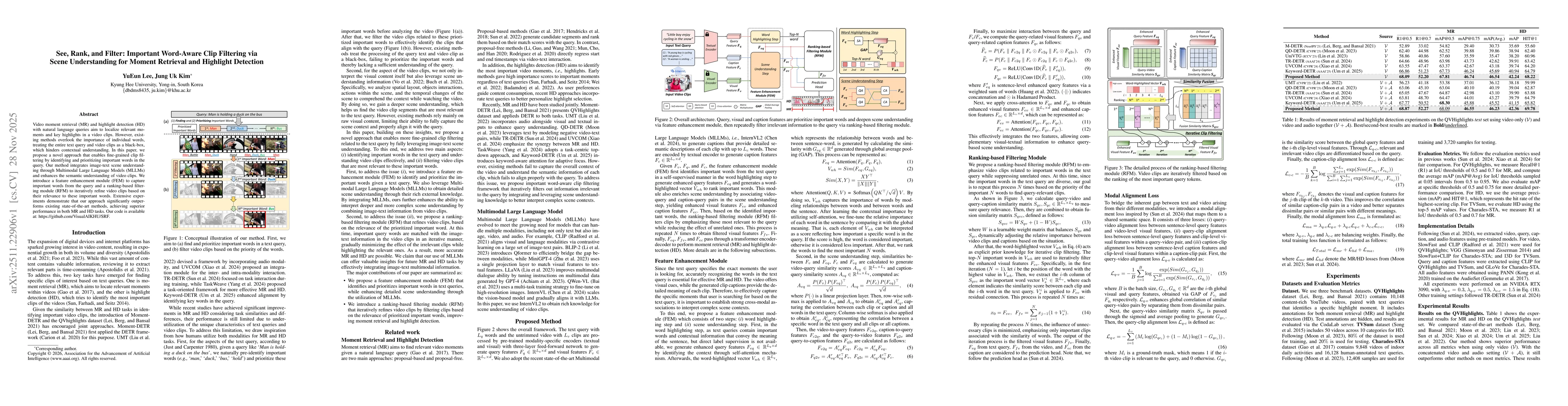 Thumbnail for See, Rank, and Filter: Important Word-Aware Clip Filtering via Scene Understanding for Moment Retrieval and Highlight Detection