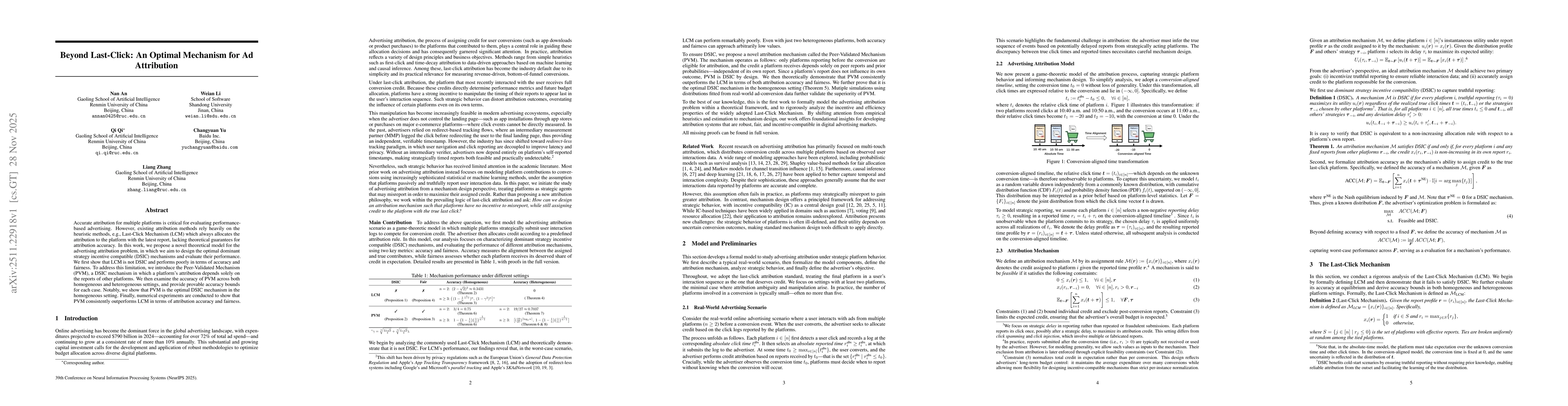 Thumbnail for Beyond Last-Click: An Optimal Mechanism for Ad Attribution
