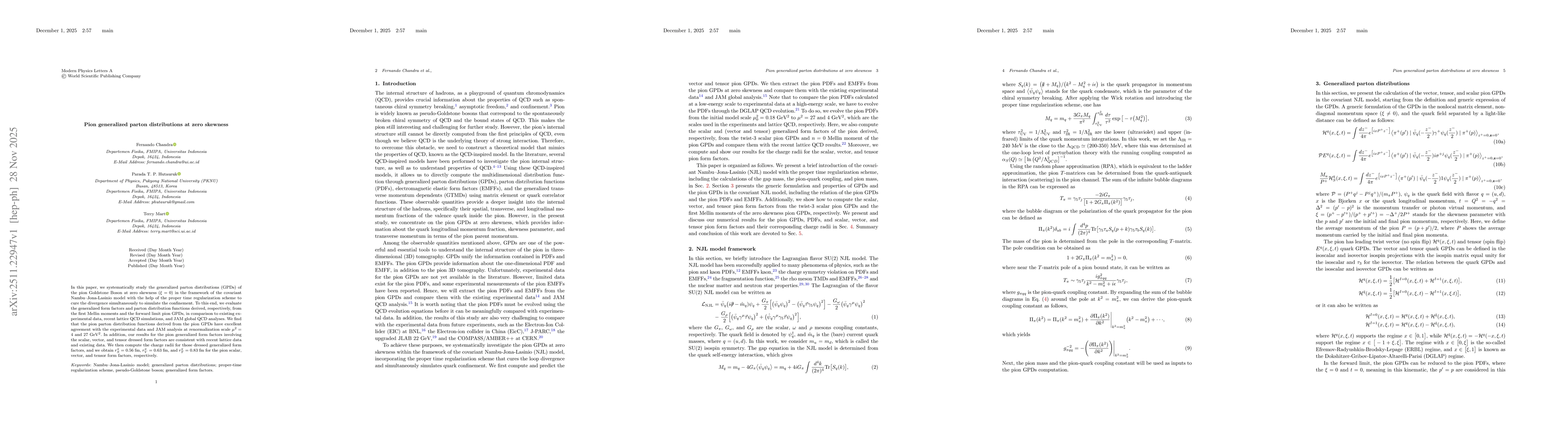 Thumbnail for Pion generalized parton distributions at zero skewness
