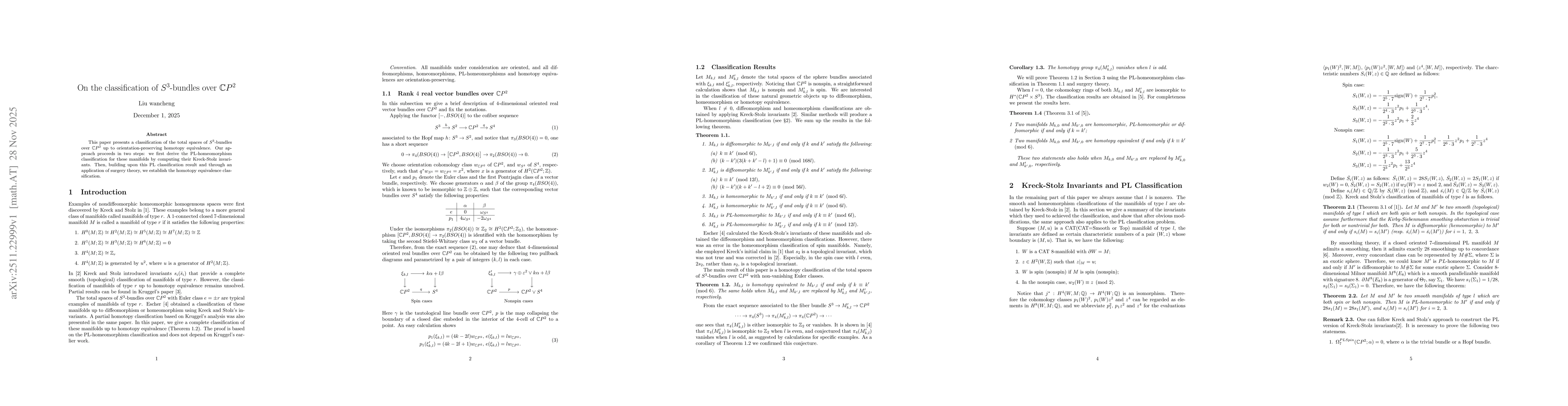 Thumbnail for On the Classification of $S^3$-Bundles over $\mathbb{C}P^2$