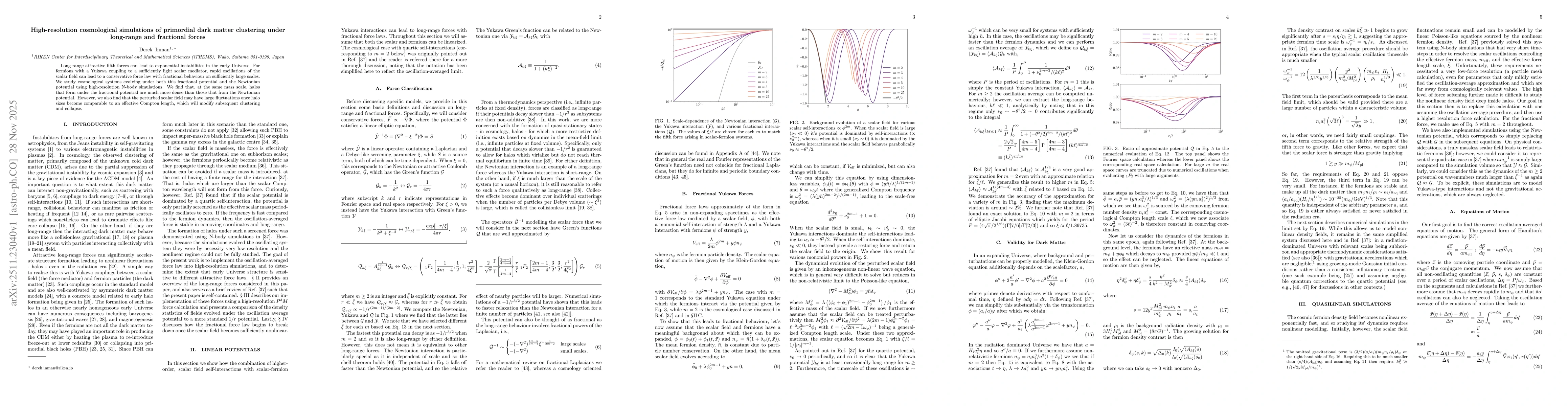 Thumbnail for High-resolution cosmological simulations of primordial dark matter clustering under long-range and fractional forces