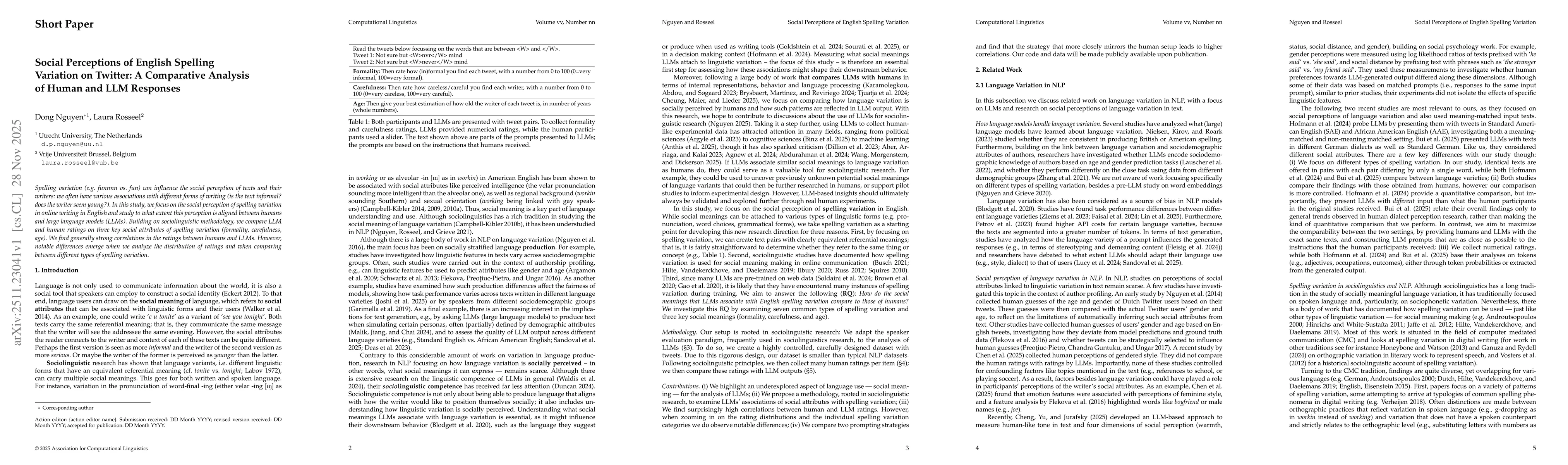 Thumbnail for Social Perceptions of English Spelling Variation on Twitter: A Comparative Analysis of Human and LLM Responses