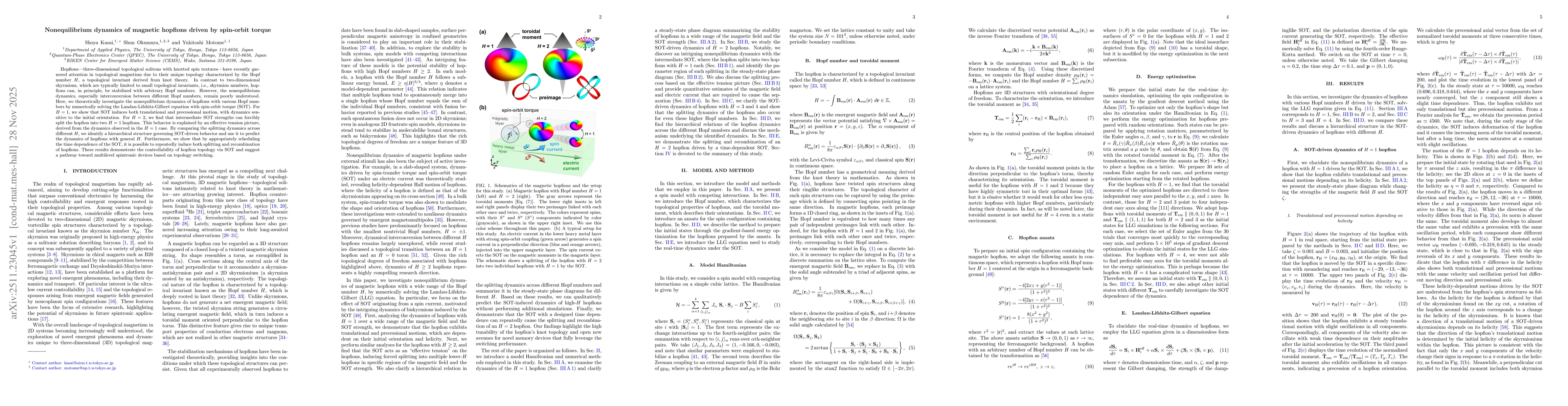 Thumbnail for Nonequilibrium dynamics of magnetic hopfions driven by spin-orbit torque
