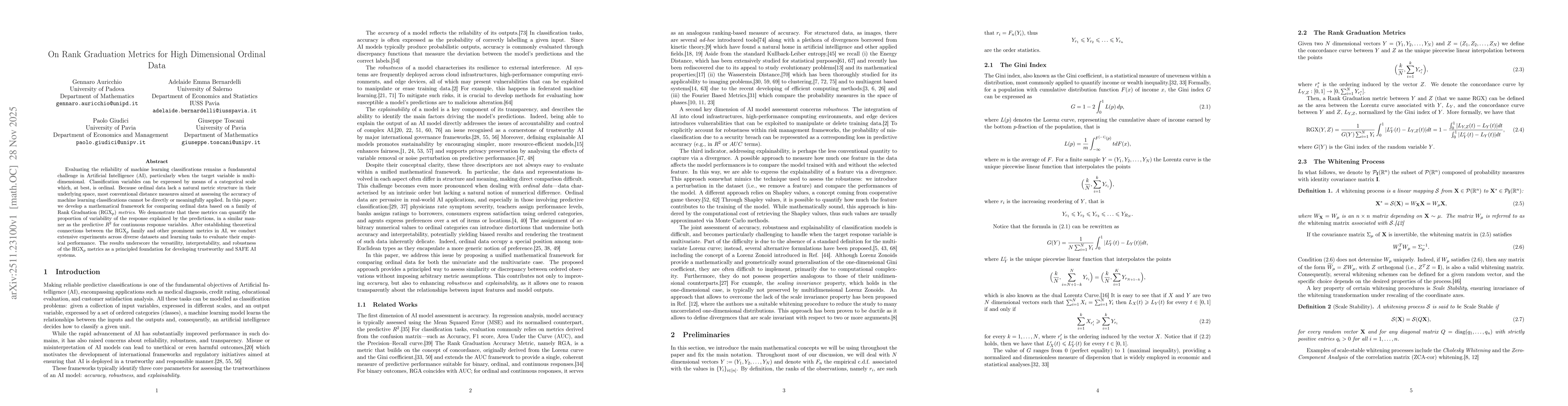 Thumbnail for On Rank Graduation Metrics for High Dimensional Ordinal Data